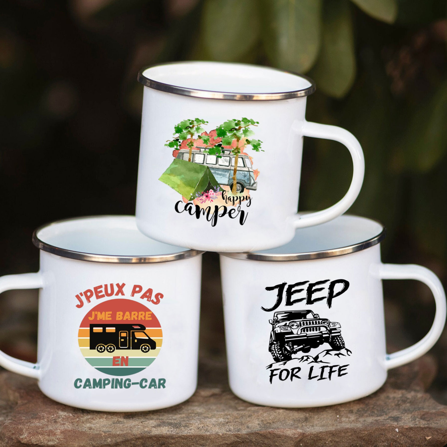 Outdoor Adventure Travel - Camping Car Enamel Mug Adventure Together