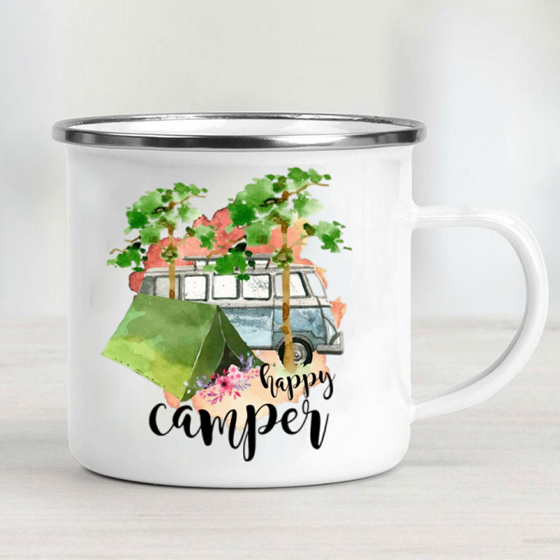 Camping Car Enamel Mug Adventu - Outdoor Adventure Travel ulasan dan harga